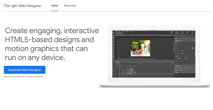 illustration google web designer logiciel concepteur web sites design